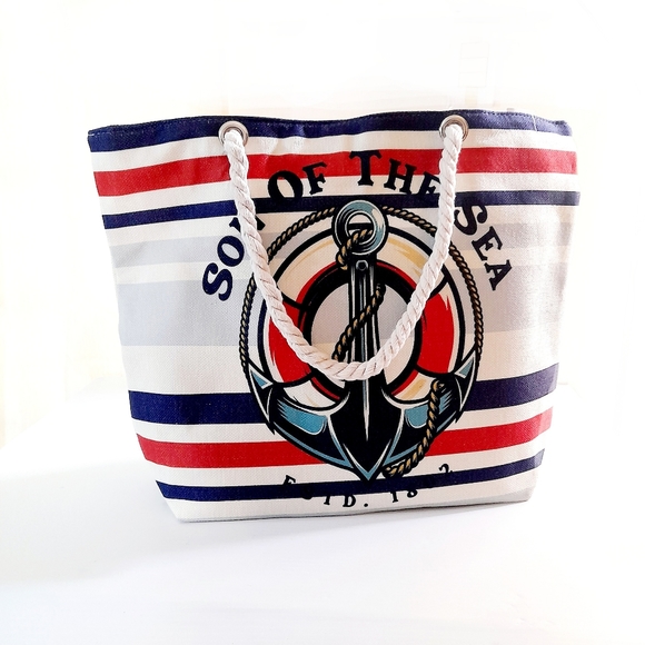 ● Eco Friendly Nautical Theme Beach Bag - Picture 3 of 16